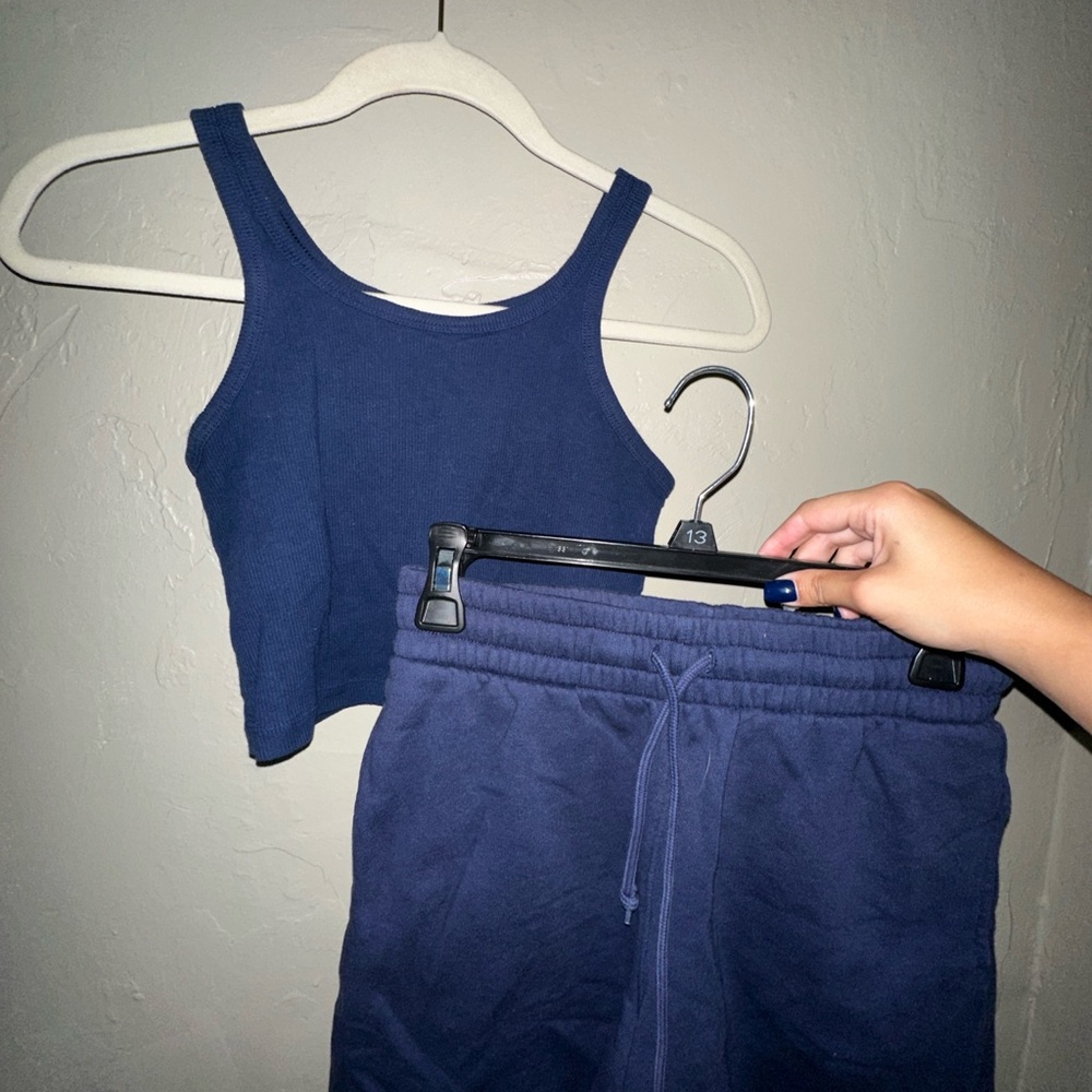 PINK Victoria's Secret Navy Blue Top And Sweat Shorts